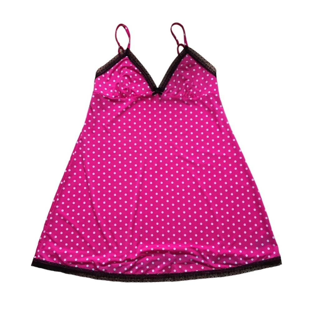 Lasenza pink and white polka dot slip mini dress